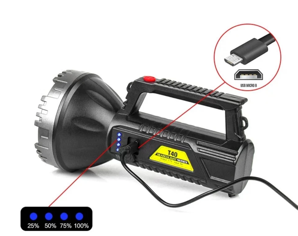 HENOYUE T40 MULTIFUNCIÓN SEARCHLIGHTA MICRO USB CARGA 5WLED+COB Foto 2 de 4