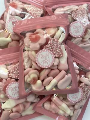 Ready To Pop Baby Shower Gummy Jelly Sweet Pouch Party Bag Pink