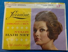Vtg Lorraine Nylon Hair Net Perfect Size For Chignon Med. Brown  150