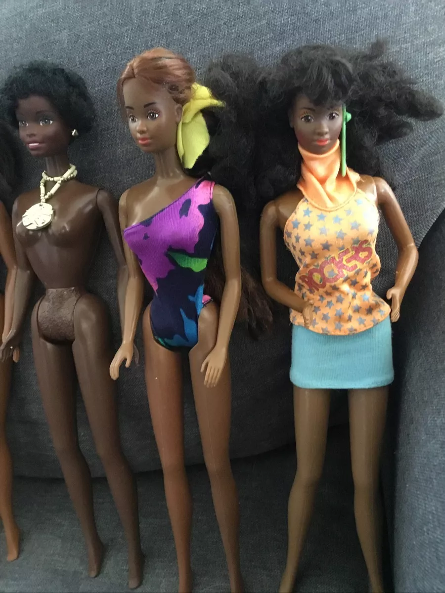 Barbie Doll Lot Of 10 African American Female Dolls Black F12