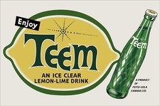 TEEM LIMÓN LIMA SODA POP PEPSI CANADA 24" RESISTENTE HECHO EN EE. UU. METAL ADV signo