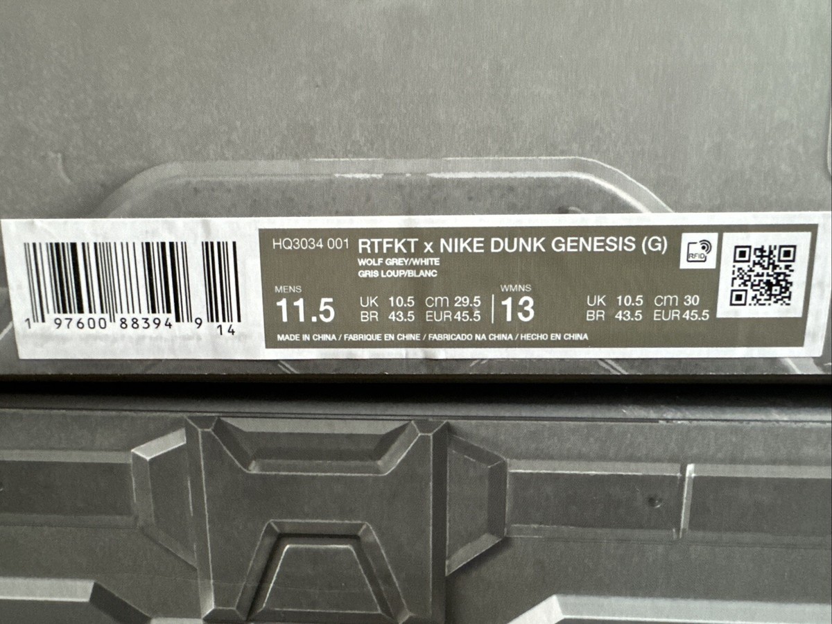 Size 11.5 - Nike RTFKT x Dunk Genesis Ghost for sale online | eBay