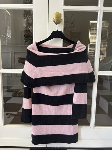Bebe Pink Black Striped Cashmere Jumper Dress S - Picture 2 of 6