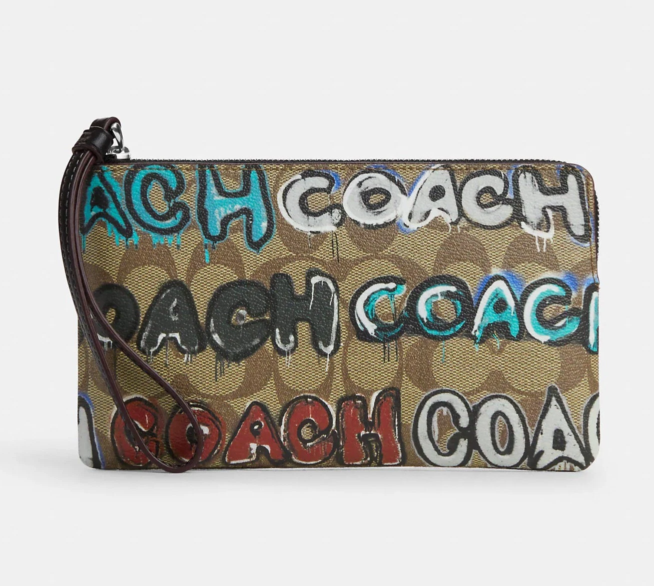 Polso nuovo con etichette Coach X nuovo di zecca + Serf grande cerniera ad angolo in tela firmata CM673