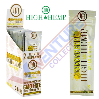 High H. 50 Organic Wrap Rolling Paper Vegan BANANAGOO Full Box 25 Pouch of 2CT