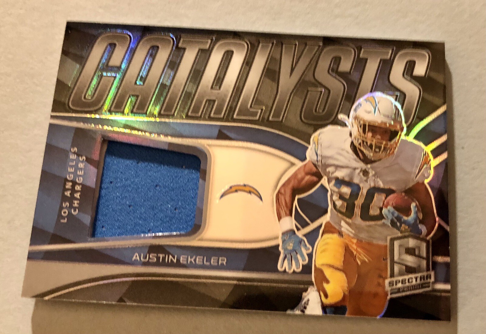 2022 Panini Spectra Austin Ekeler Catalysts #CAT-AEK Prizm /99 Game Worn Jersey