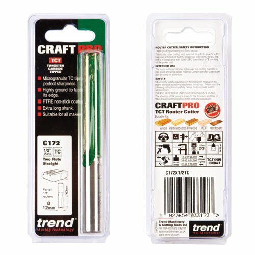 Trend C172X1/2TC CraftPro Lock Jig Router Cutter 12mm Dia x 63mm Cut x 1/2 Shank - Picture 3 of 9