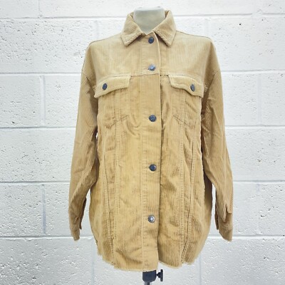 ZARA BROWN CORDUROY JACKET SHACKET Y2K BUTTON