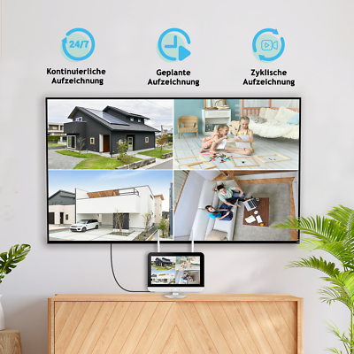 2K WLAN Überwachungskamera Set Aussen Mit Flutlicht, 10CH 5MP Funk NVR