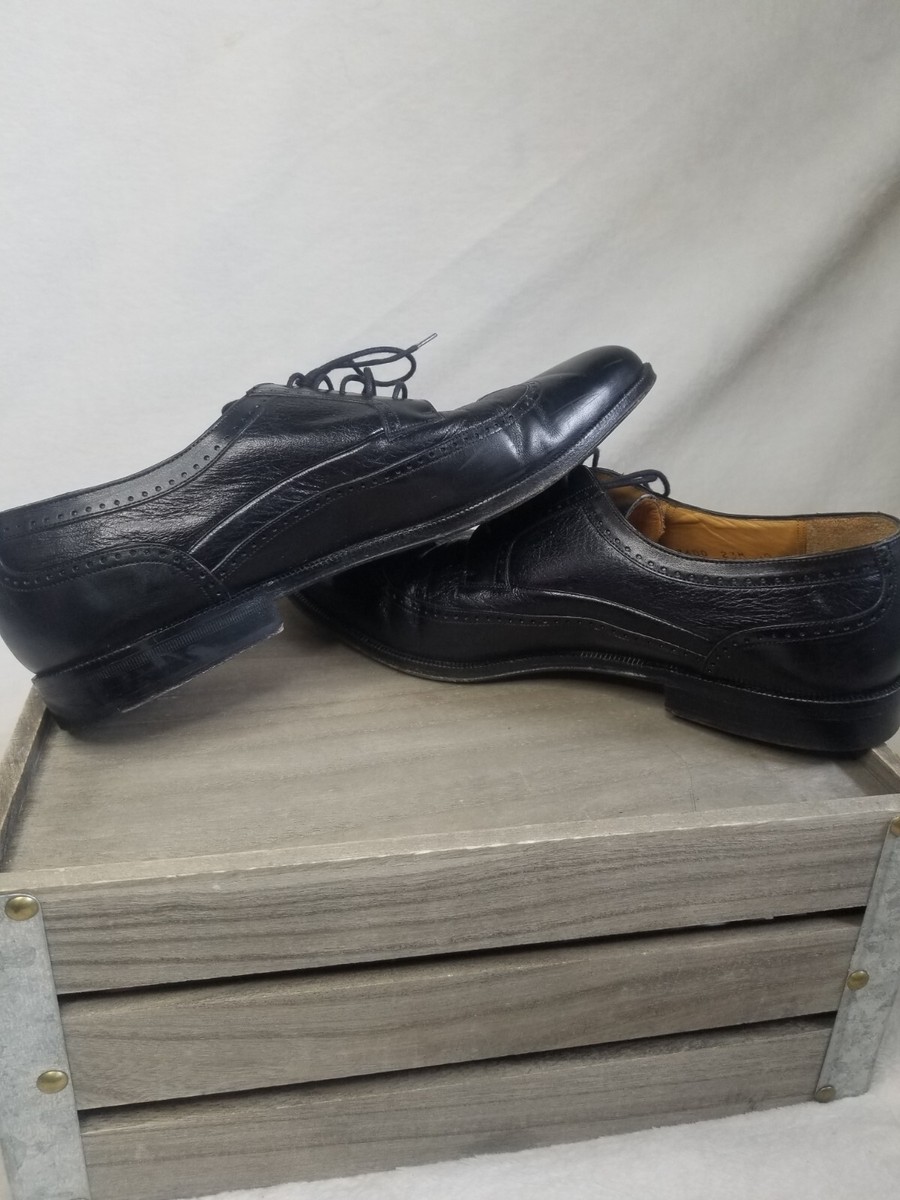 Vintage Mezlan Black Unique Derby Dress Leather Shoes Worn  display picture 3