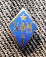 Nu Phi Mu Silver Sorority Pin - Pin Back With Blue Enamel