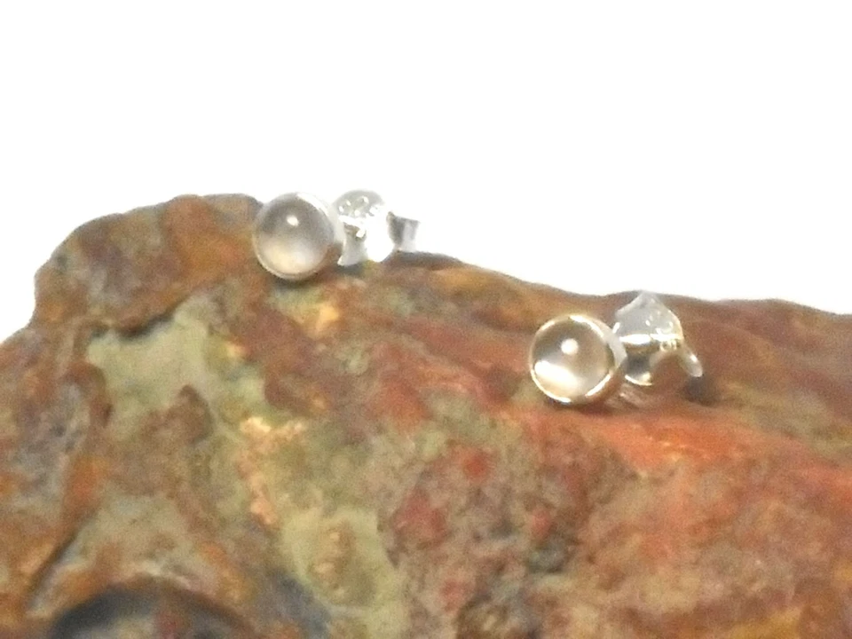 ROSENQUARZ  Sterling Silber 925 Edelstein Ohrringe -  4 mm  - Bild 3 von 4