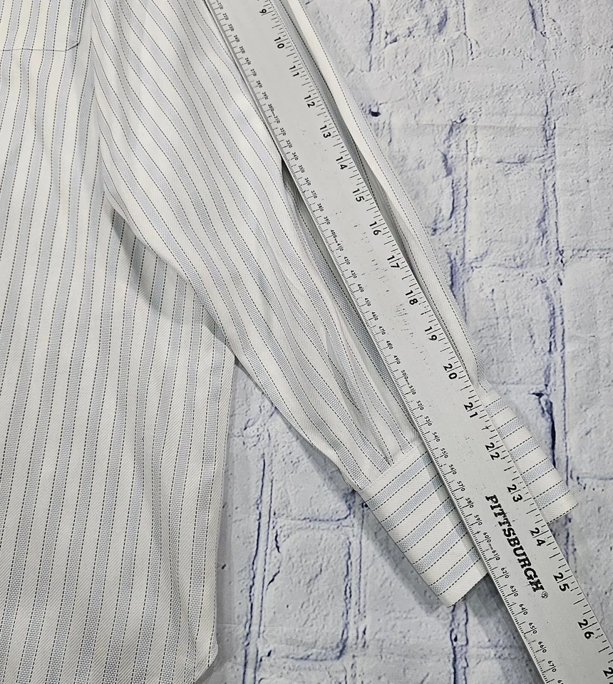 Camisa de Vestir JOHN W NORDSTROM Algodón Egipcio Tejido en Italia Azul PARA HOMBRES 17-35 Foto 3 de 4