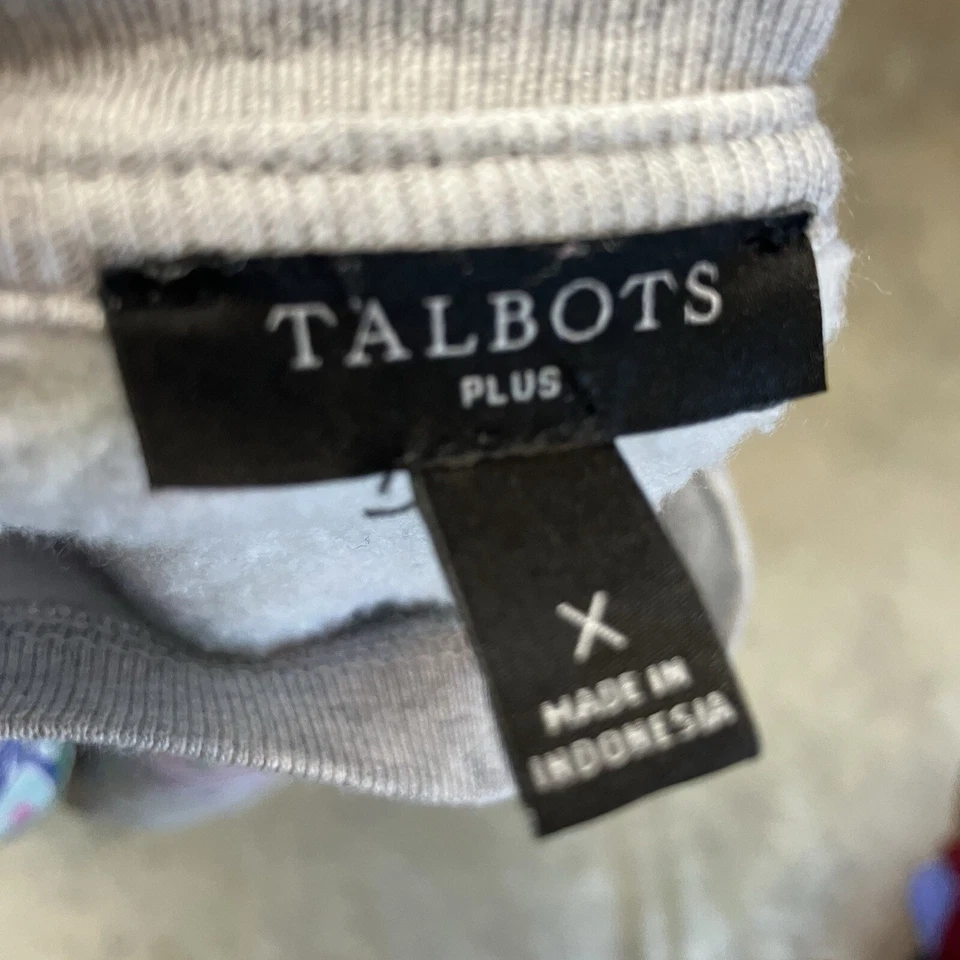 Sudadera Talbots Mujer Plus X Gris Estampado Paisley Multicolor Relajado Salón Foto 4 de 4