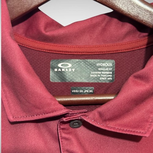 Oakley Shirt Mens 2XL Hydrolix Red Short Sleeve Polo Pre Owned Collard - Picture 2 of 7