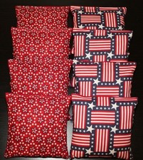Patriotic AMERICAN STARS Blue  Red Cornhole Bean Bags ACA Regulation Quality 