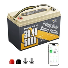 Power Queen 36V 50Ah Bluetooth Group31 LiFePO4 Battery for Marine Trolling Motor