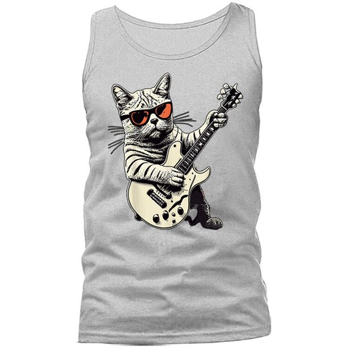 Gato tocando guitarra banda de música rock animales divertidos gatito camiseta sin mangas - Imagen 8 de 11