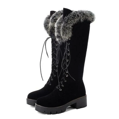 Winter Fur Lined Warm Lace Up Knee High Boots Womens Outdoor Shoes New - Bild 5 von 10