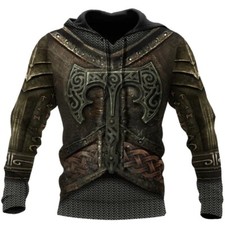 3D Viking Warrior Printed Hoodie Featuring Thor's Hammer Us Size Best Price