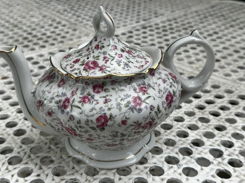 Vintage Lefton China Hand Painted Chintz Teapot Music Box "Tea for 2" Floral - Picture 15 of 16