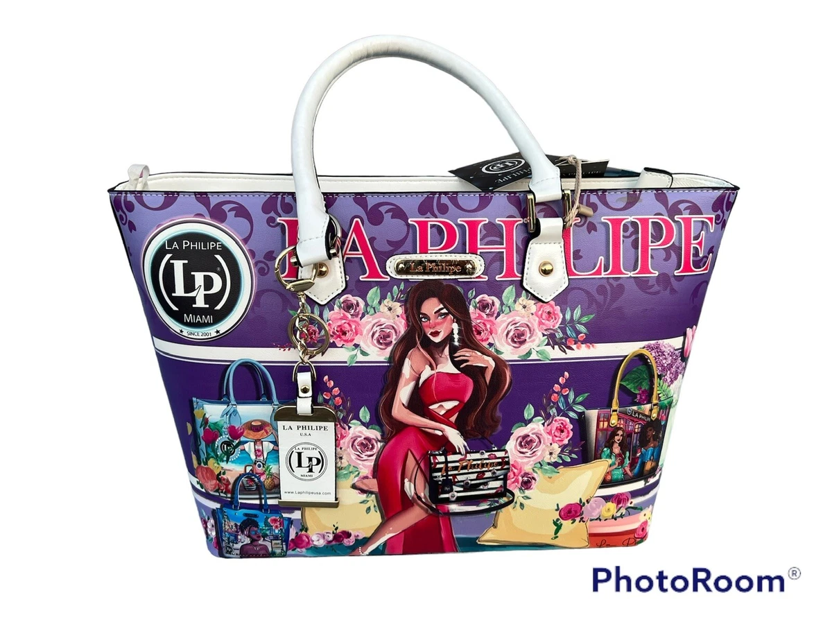 La Philipe Miami White Bag Tote Clutch Vitiligo Girl Artist LP Travel Purse  Nwt