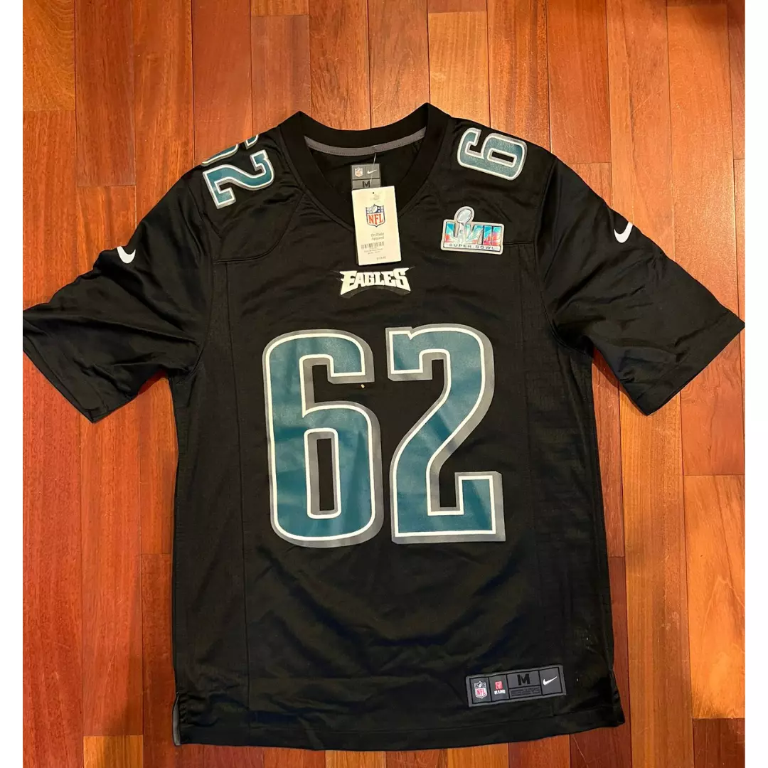 Jason Kelce 62 Philadelphia Super Bowl Black Green Jersey Sz: S-3XL |