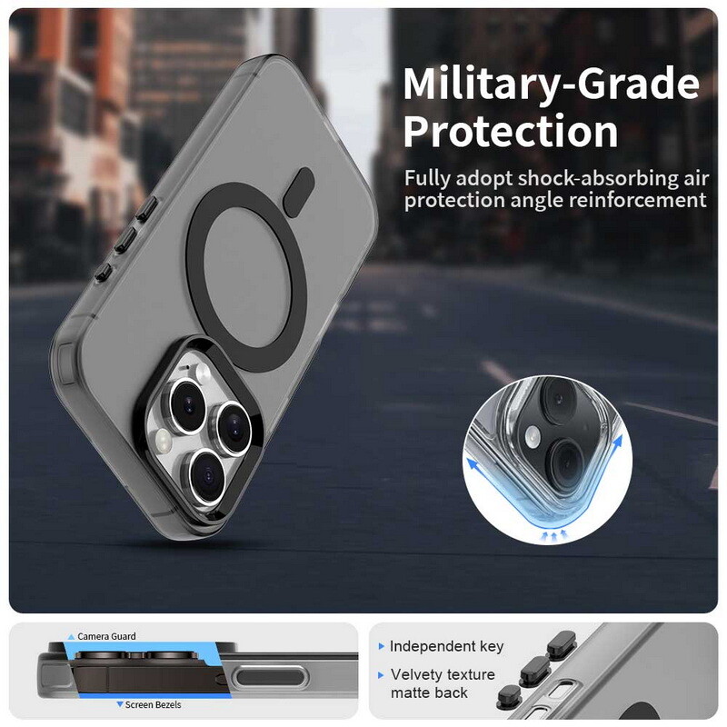 Custodia trasparente magnetica antiurto per iPhone 16 15 14