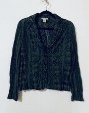 Alberto Makali Womens Small Embellished Blazer Lightweight Army Green Boho