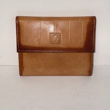 Vintage Anne Klein by St Thomas Brown Leather Alligator ID Card Holder Wallet