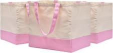 3 Pack Canvas Reusable Grocery Bags Heavy Duty, 8.3 Gal Foldable Large Tote Bag