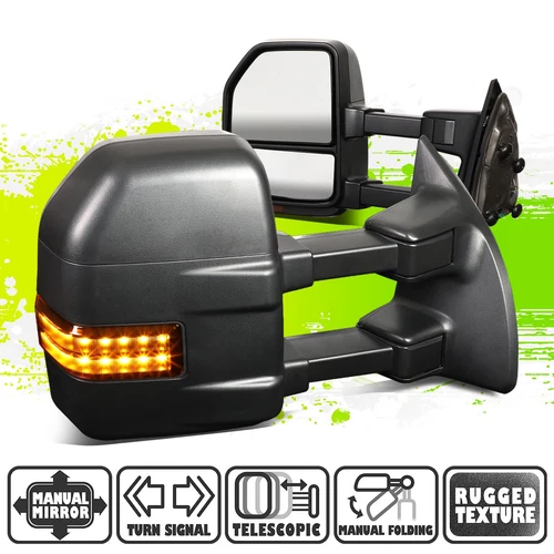 Manual Side Towing Mirrors Amber LED Turn Signal for F250-550 Super Duty 08-16