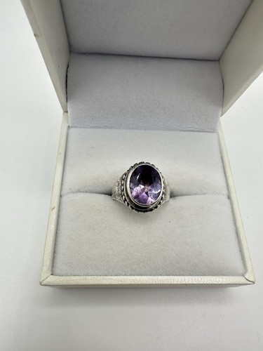 Anello Vintage Argento Sterling 925 Firmato Testato Ametista TG5 Sfaccettato Vendita Immobiliare Leggi - Foto 17 di 17
