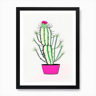Ostern Kaktus Minimal Line Zeichnung Gerahmt Wandbild Poster Leinwanddruck Bild
