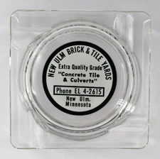 Vintage Clear Glass Marketing Ashtray New Ulm Brick  & Tile Yards New Ulm MN