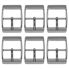 6 Pcs 1 Inch Single Prong Buckles Square Center Bar Buckles, Black