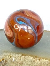 CAC Glass Swirl Marble Vtg.Martian Valley Of Death blue red Christensen Agate Co