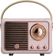 Baolira Retro Bluetooth Speaker, Portable Wireless Speaker with Crystal Pink