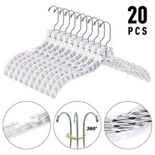 Clear Plastic Hangers Heavy Duty 20 Pack Crystal Cut Closet Hangers with 360