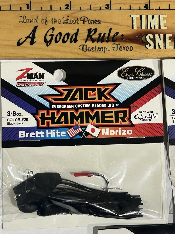 LOT OF 3 Z-man Evergreen Jack Hammer Black/Jack Chatterbait 3/8 oz bladed jig - Image 2 of 3