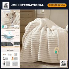 Waterproof Dog Blanket for Large Dogs, Comfy Fleece, 50x60, Cream Color