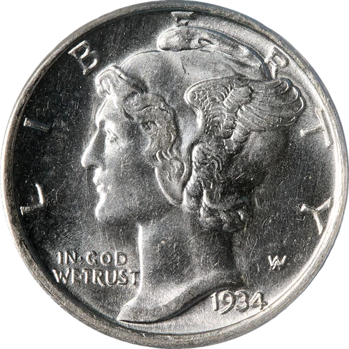 1934-D Mercury Dime ANACS MS63 Great Eye Appeal Nice Strike