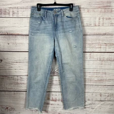 REWASH light wash size 7 raw hem high rise mom jeans