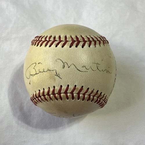 VTG 1980's Billy Martin Bobby Richardson Autographed Signed Baseball Yankees HOF