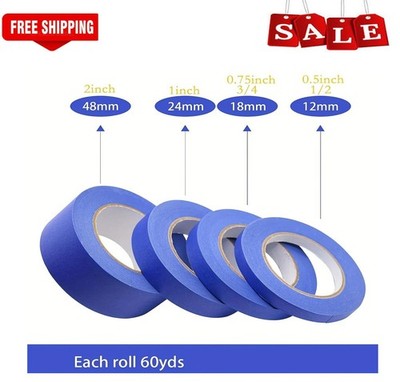 Blau Abdeckband Lackieren Reinigen Maler UV Beständig Rolle 24mm 38mm 48mm 50mm