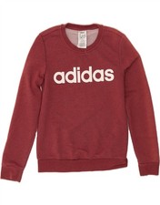 ADIDAS Womens Graphic Sweatshirt Jumper UK 4/6 XS Maroon Cotton JT06