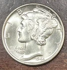 1944 D MERCURY DIME CHOICE UNC FULL BANDS BLAST WHITE