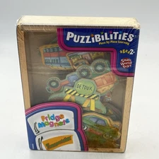 Vintage 2000 Small World Toys Puzzibilities Transportation Fridge Magnets NEW