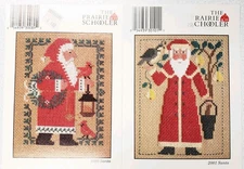 Lot of 2 Prairie Schooler Cross Stitch Patterns/Charts SANTAS 1989 & 2001