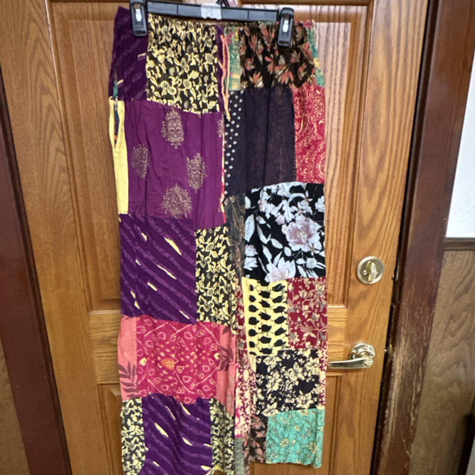 Patchwork Multicolor Cotton Wide-Leg Harem Pants … - image 1